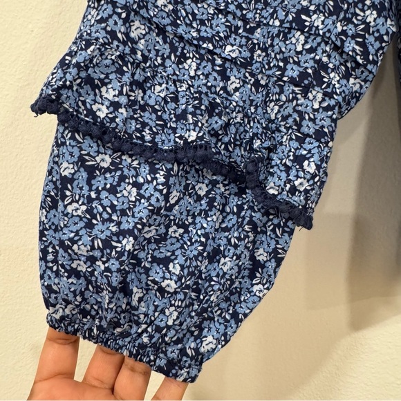 J.Crew Factory Floral Blouse Peasant Boho Long Sleeve Lightweight Casual XS - Picture 3 of 7